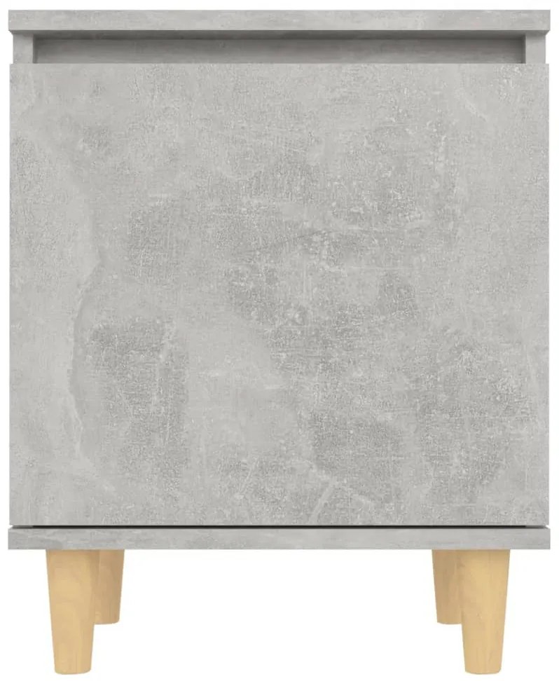 Mesa cabeceira c/ pernas de madeira 40x30x50cm cinzento cimento
