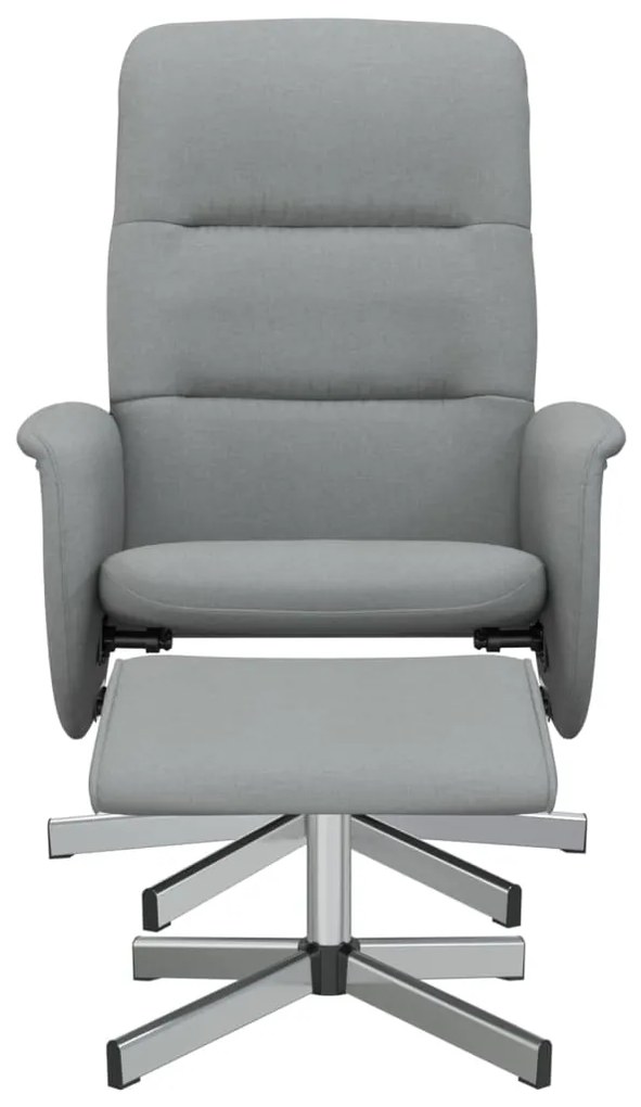 Cadeira reclinável com banco p/ pés tecido cinzento-claro