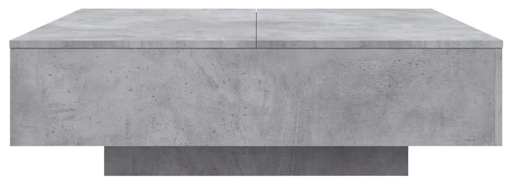 Mesa de centro com luzes LED 100x100x31 cm cinzento cimento