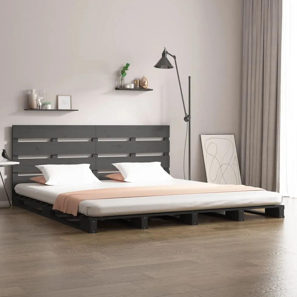 Estrutura de cama 160x200 cm madeira de pinho maciça cinzento