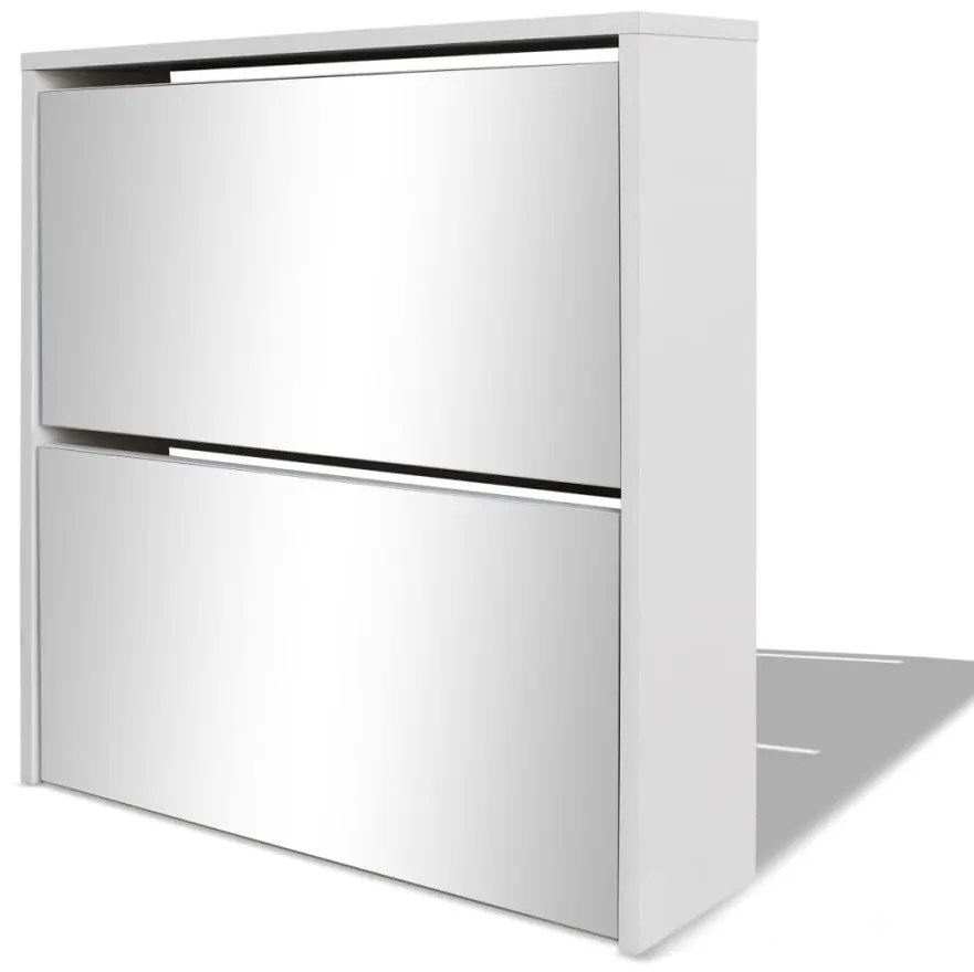 Sapateira de 2 divisórias com espelho 63x17x67cm branco