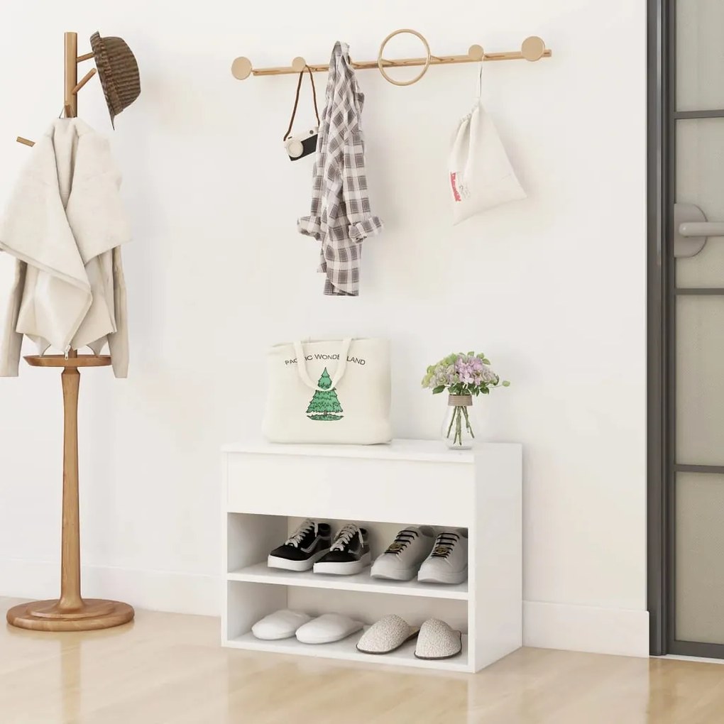808738 vidaXL Banco sapateira 60x30x45 cm contraplacado branco