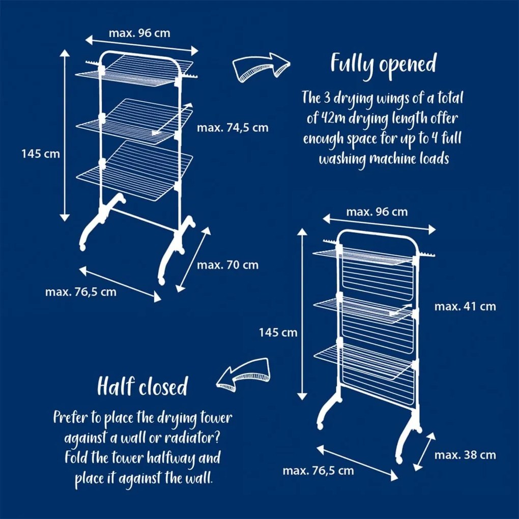 Leifheit Estendal para a roupa em torre Comfort Tower 420