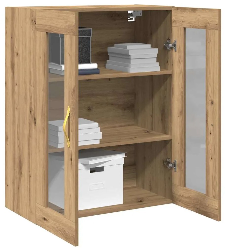 Armário de Parede com Portas de Vidro em Carvalho Artisan 69,5x34x90 c