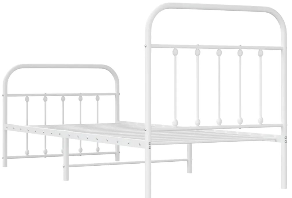 Estrutura de cama com cabeceira e pés 90x200 cm metal branco