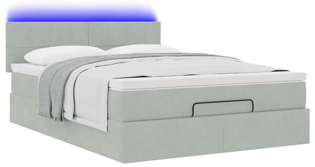 Estrutura de cama otomana com colchão 140x190 cm cinzento claro