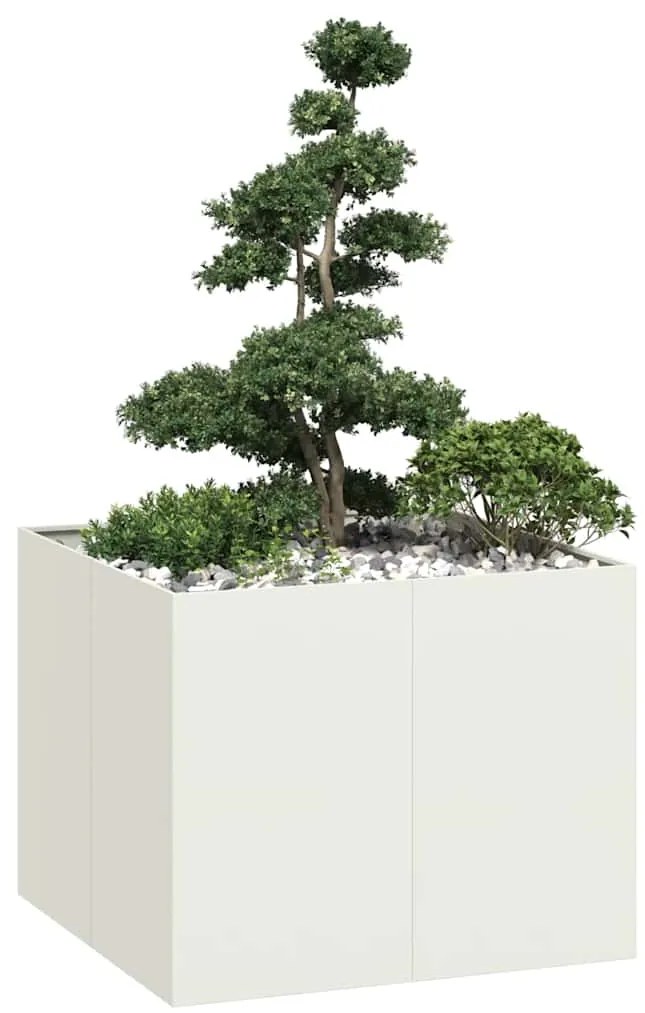 vidaXL Vaso floreira 100x100x80 cm aço branco