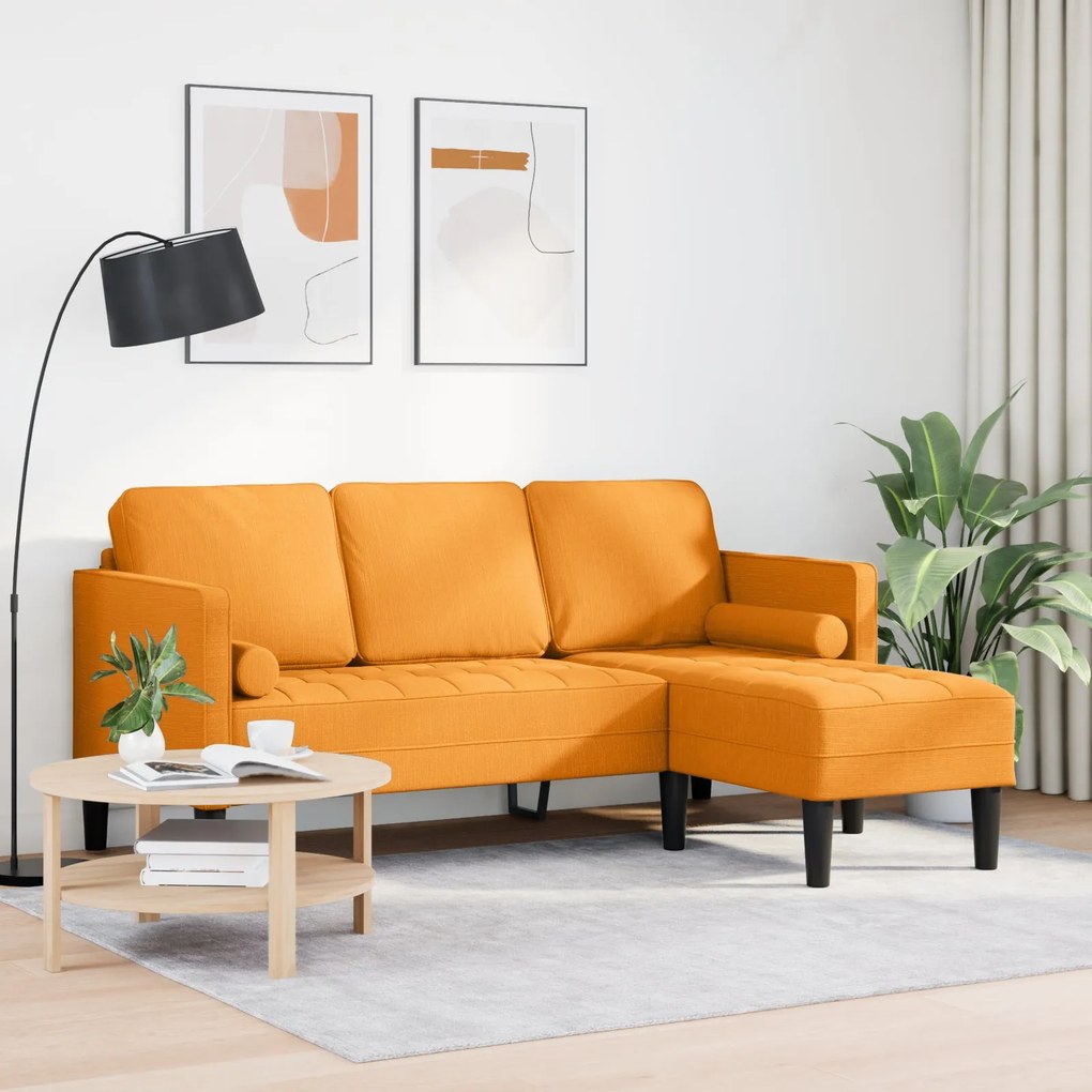 Sofá L em forma de L para 3 pessoas vidaXL Amarelo Escuro 160 cm Tecid