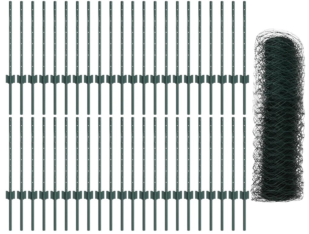 Postes de Cerca vidaXL 11 pcs U-Channel Verde 60 cm Aço