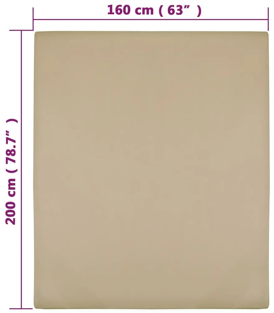 Lençóis ajustáveis 2 pcs 160x200 cm algodão jersey