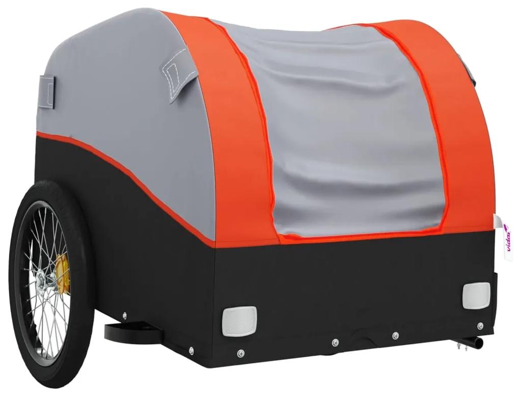 Reboque de carga para bicicleta 45 kg ferro preto e laranja