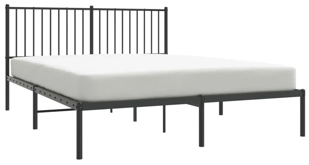 Estrutura de cama em metal com cabeceira 150x200 cm preto