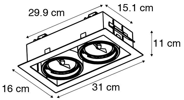 Foco embutido preto ajustável AR111 2 luzes - Oneon Design,Moderno