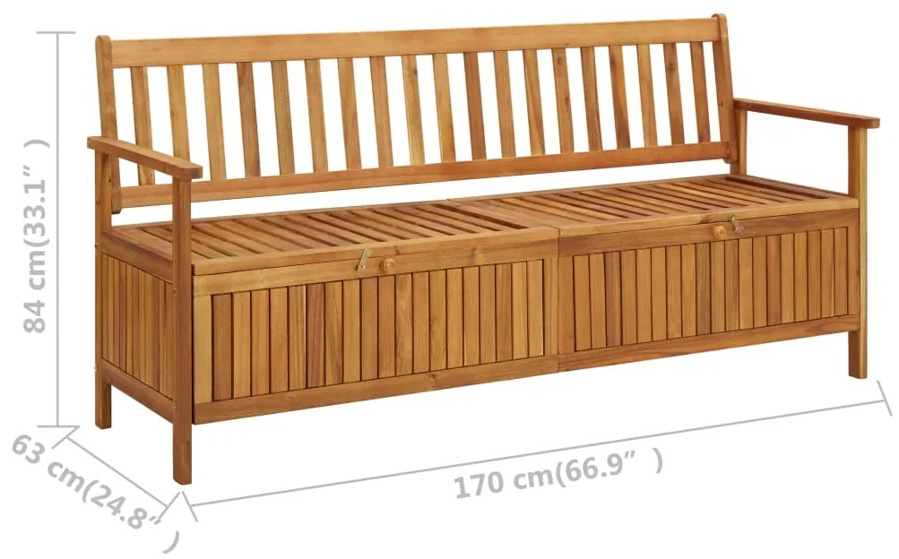 Banco de arrumação para jardim 170 cm madeira de acácia maciça