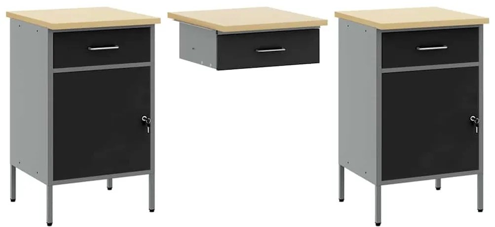 Conjunto de 7 Peças de Banco de Trabalho em Aço Preto