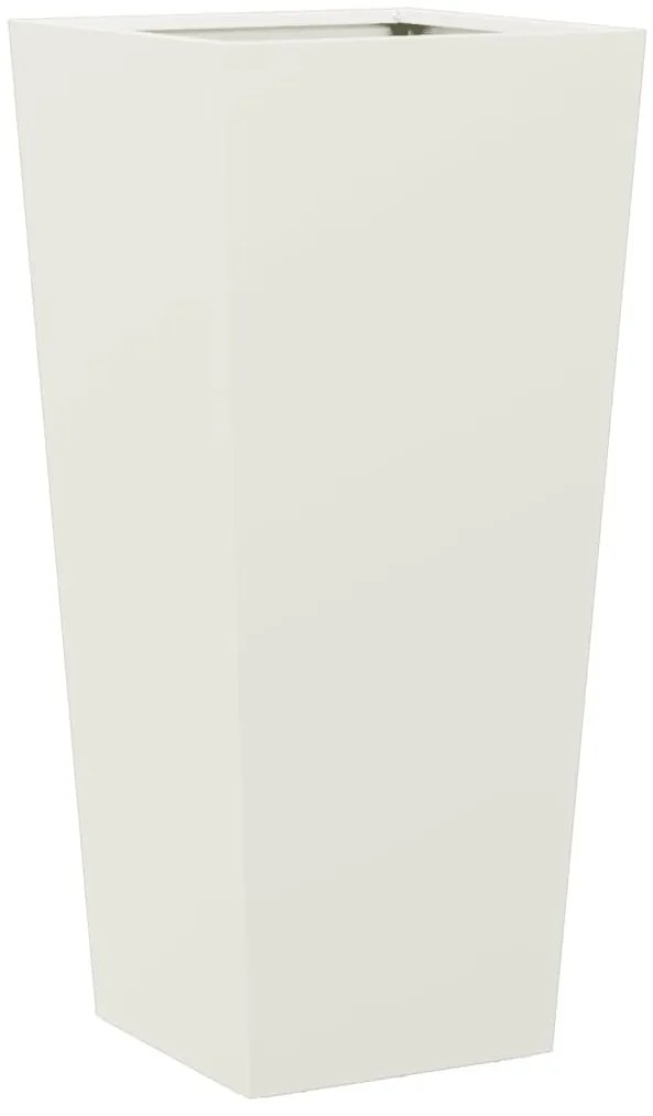 Vaso/floreira de jardim 35x35x75 cm aço branco