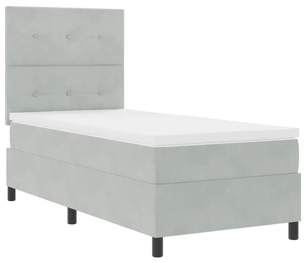 Cama Box Spring vidaXL com Colchão Cinza Claro 100x200 cm Veludo