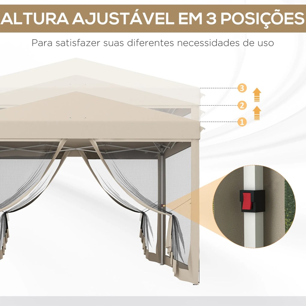 Tenda Dobrável 3x3 para Exterior Tenda Portátil de Jardim com Mosquite