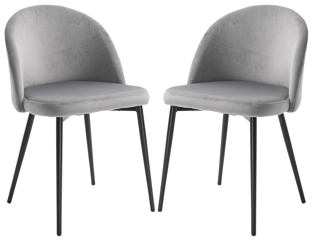 HOMCOM Conjunto de 2 Cadeiras de Sala de Jantar com Asento e Encosto Acolchoados Estofadas em Veludo 49x50x77 cm Cinza | Aosom Portugal