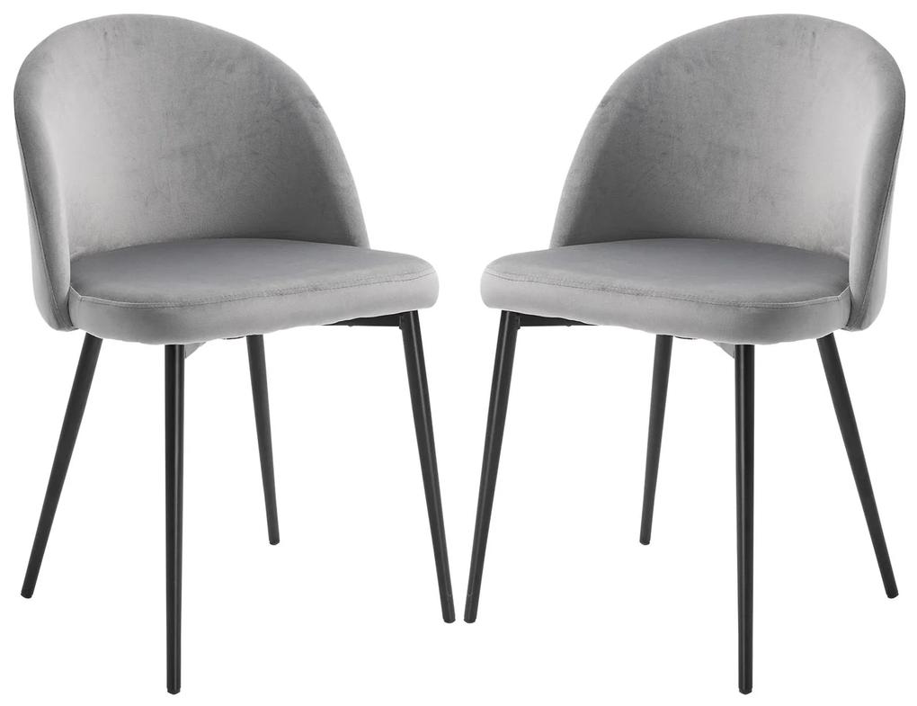 HOMCOM Conjunto de 2 Cadeiras de Sala de Jantar com Asento e Encosto Acolchoados Estofadas em Veludo 49x50x77 cm Cinza | Aosom Portugal