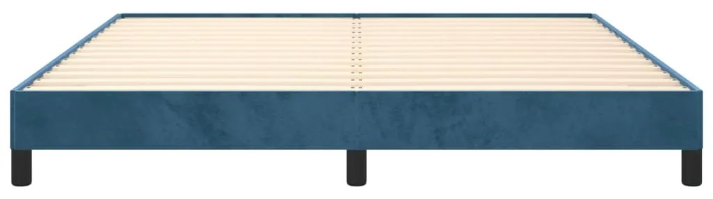 Estrutura de cama sem colchão 160x200 cm veludo azul-escuro