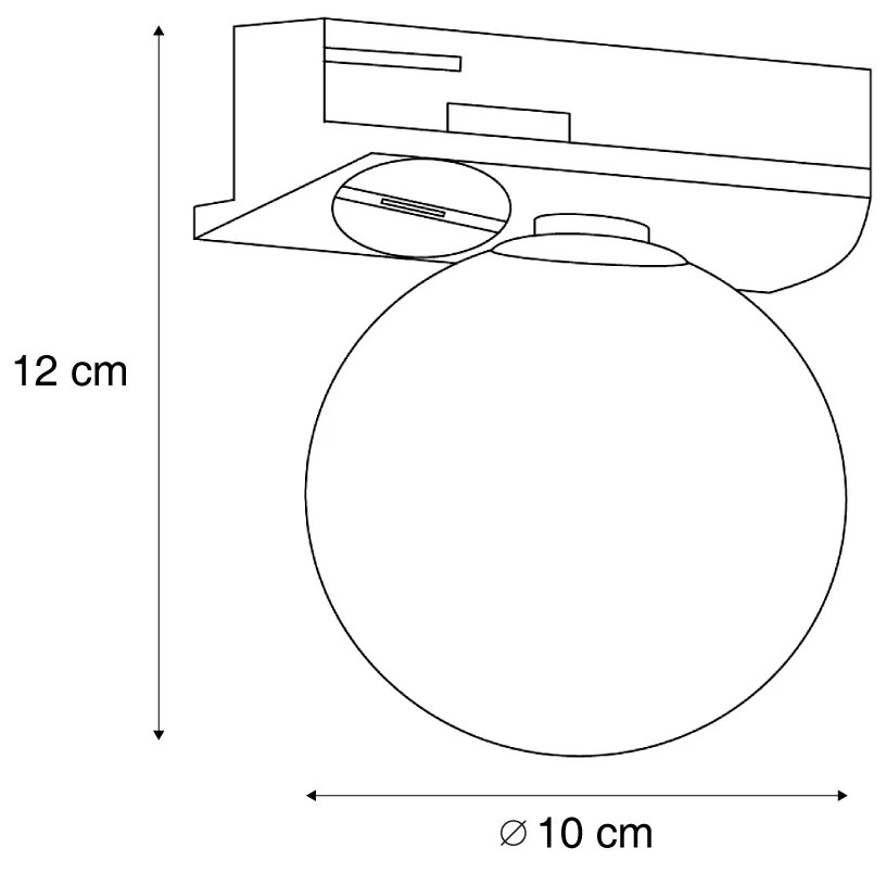 Plafon Moderno Preto com Vidro Branco para Sistema de Trilho Monofásico - Iconic Perle