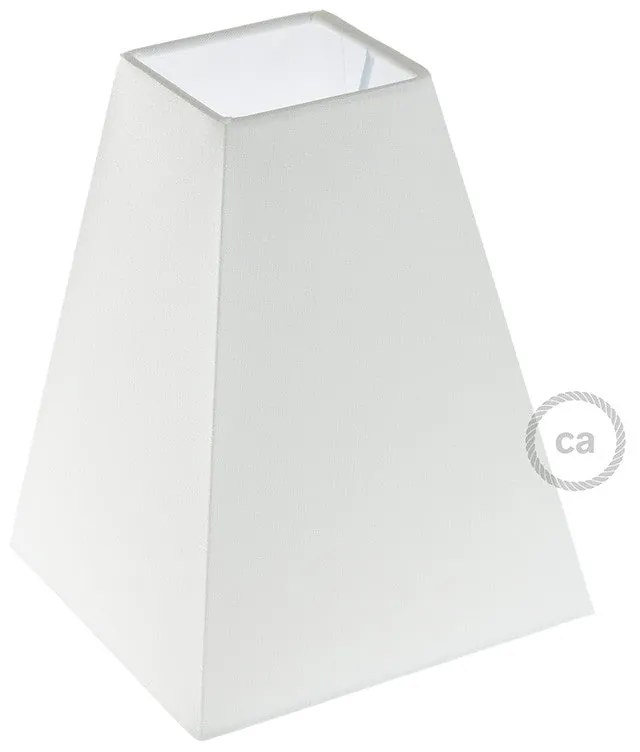 Squared pyramid fabric lampshade with E27 fitting, 16x16 cm h20 cm - 100% Made in Italy - Branco