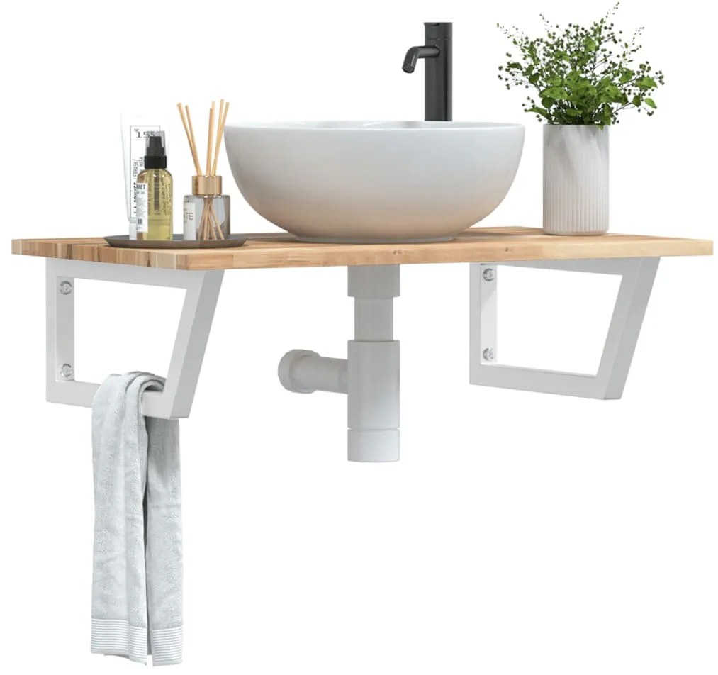 vidaXL Prateleira de parede p/ lavatório aço/madeira de acácia maciça