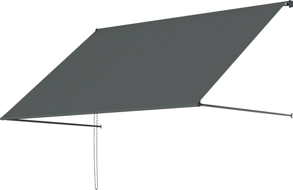 Toldo manual retrátil com inclinação ajustável, 195 x 120 cm, proteção UV, alumínio e poliéster cinzento escuro
