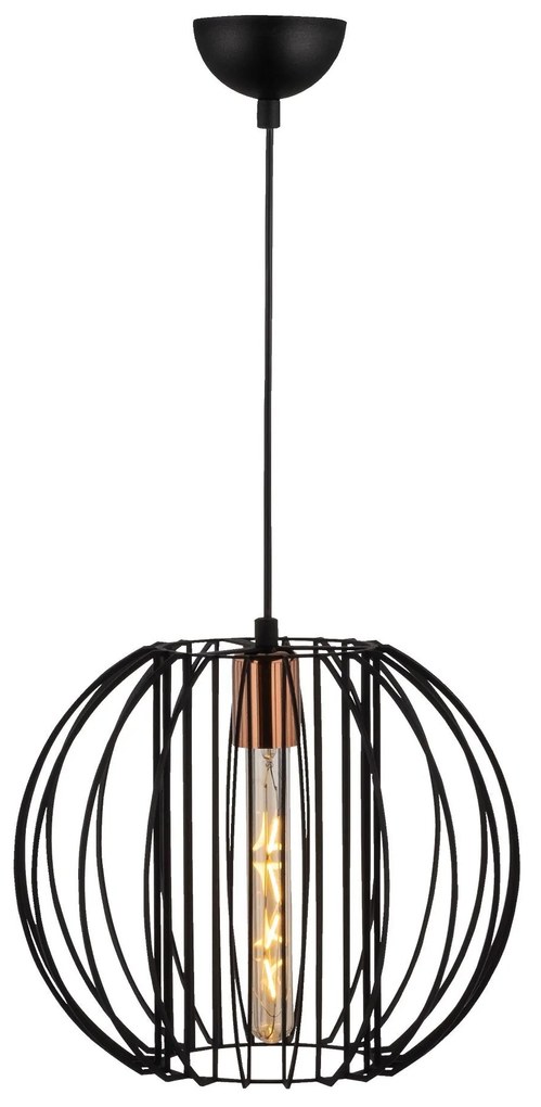 Candeeiro de Teto Fellini – Preto e Bronze – 33 cm