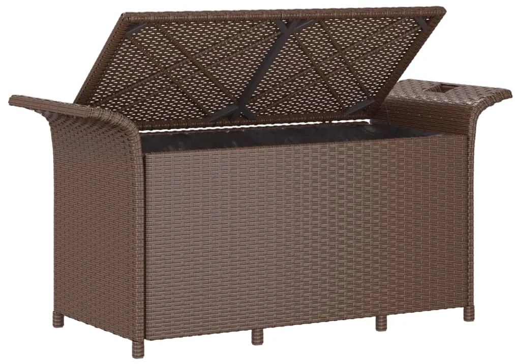Banco de jardim com almofadão 116x46x57 cm vime PE castanho