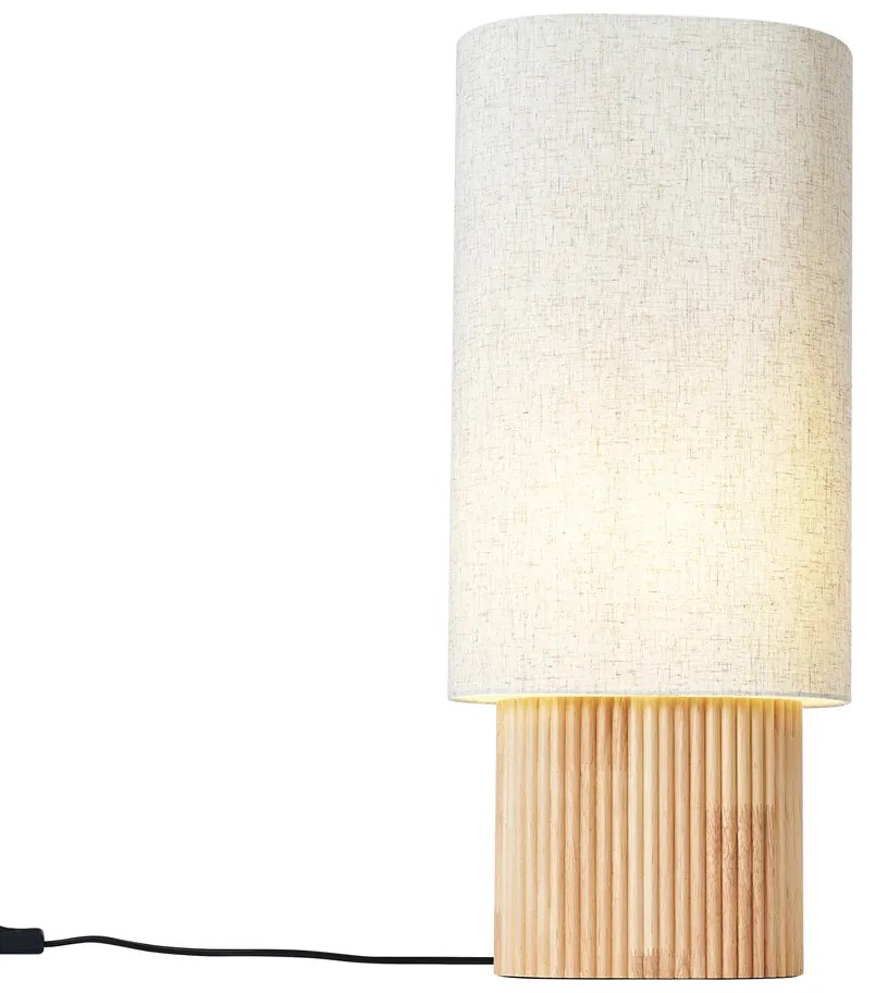 Candeeiro de pé Japandi madeira com abajur de linho 70cm - Lamel Japandi
