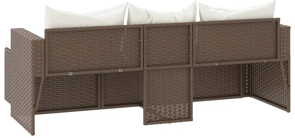 Conjunto lounge de jardim vime PE castanho