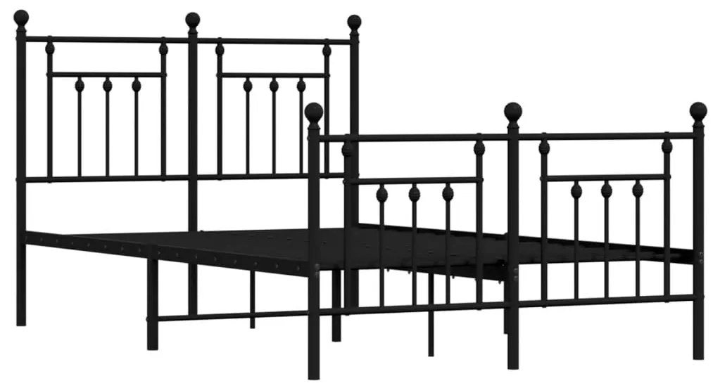 Estrutura de cama com cabeceira e pés 120x200 cm metal preto