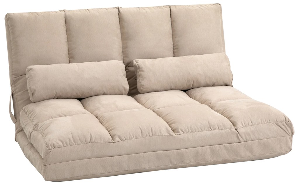 HOMCOM Sofá Colchonete Dobrável Poltrona Conversível Inclinação Do Encosto Ajustável em 14 Posições 2 Almofadas | Aosom Portugal