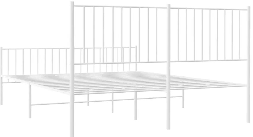 Estrutura de cama com cabeceira e pés 150x200 cm metal branco