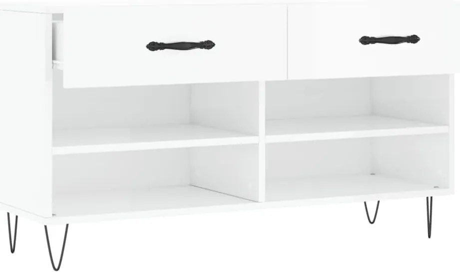 Banco sapateira 102x35x55 cm derivados madeira branco brilhante