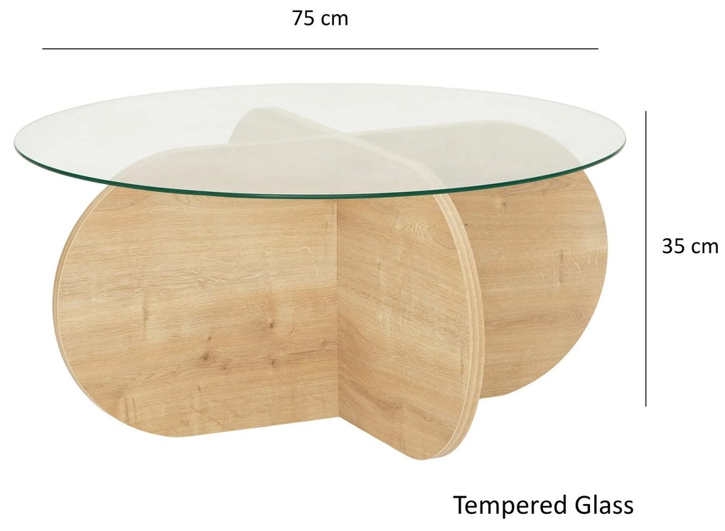 Mesa de Café Bubble - Carvalho Safira - 75cm x 35cm x 75cm