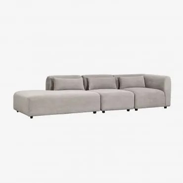 Sofá Modular De Canto Em 3 Peças Com Chaise Longue À Esquerda Fogler Bombazina Cinzento Toupeira Claro - Sklum