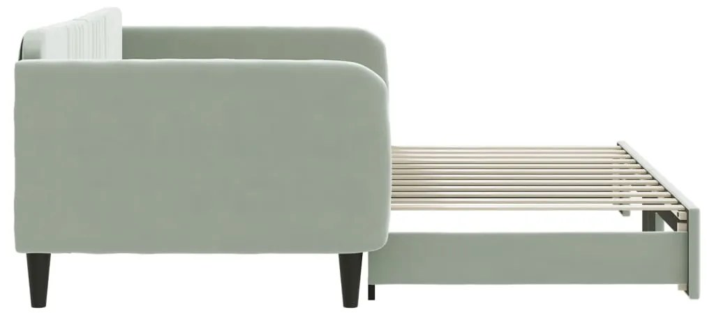 Sofá-cama com gavetão 100x200 cm veludo cinzento-claro
