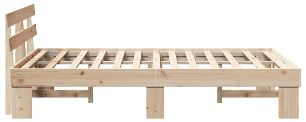 Estrado de Cama com Cabeceira 120x190 cm Madeira Maciça de Pinho