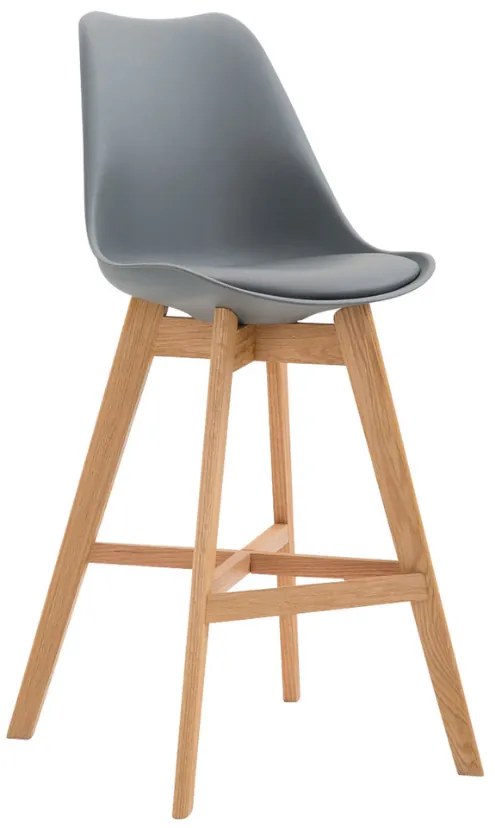 Banco de bar Cannes em plástico com estrutura de Cor Natural 48 x 112 x 56 cm Cinzento