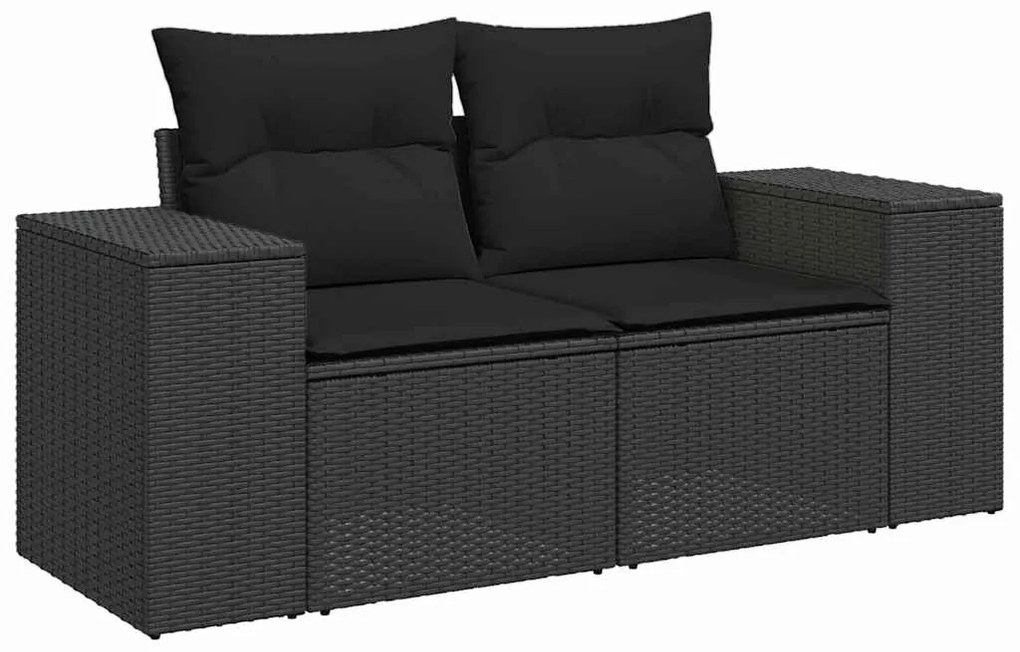 Conjunto de Sofás de Jardim vidaXL de 10 Peças com Almofadas Preto Rat