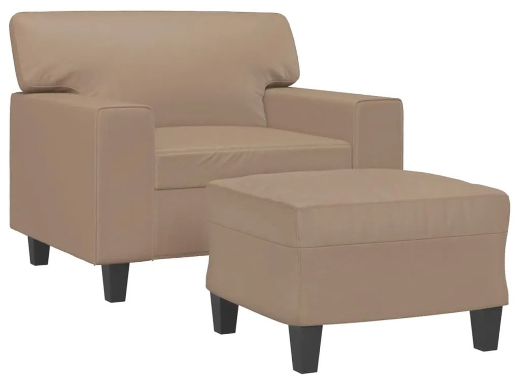 Poltrona com apoio de pés 60 cm couro artificial cappuccino