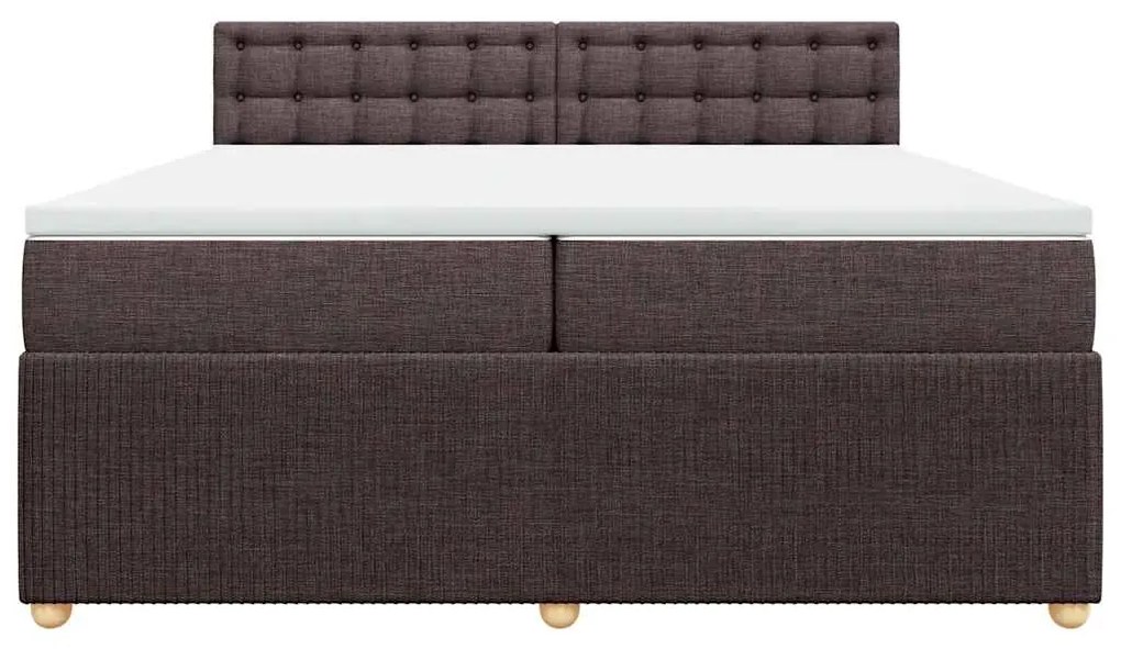 Cama com molas/colchão 200x200 cm tecido castanho-escuro