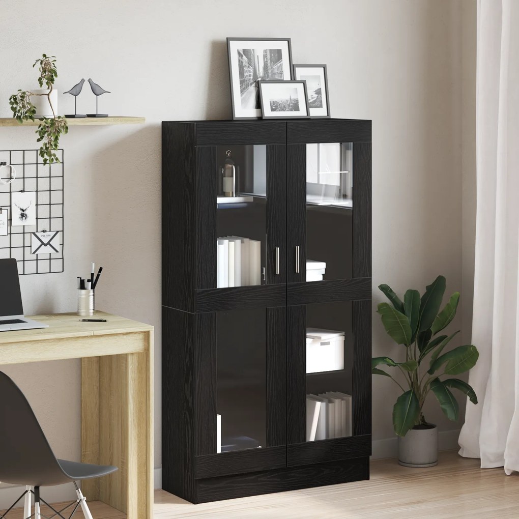Estante de Livros vidaXL Preta em Carvalho 82,5x30,5x150 cm em Madeira Estrutural