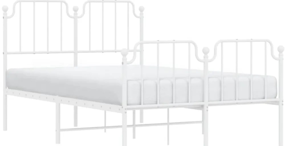 Estrutura de cama com cabeceira e pés 120x190 cm metal branco