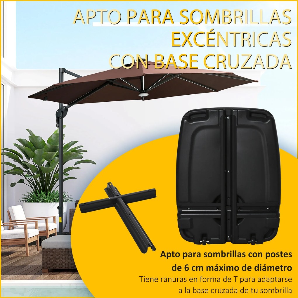 Outsunny Base de Chapéu de Sol com 2 Rodas Preenchível com Água 60kg A