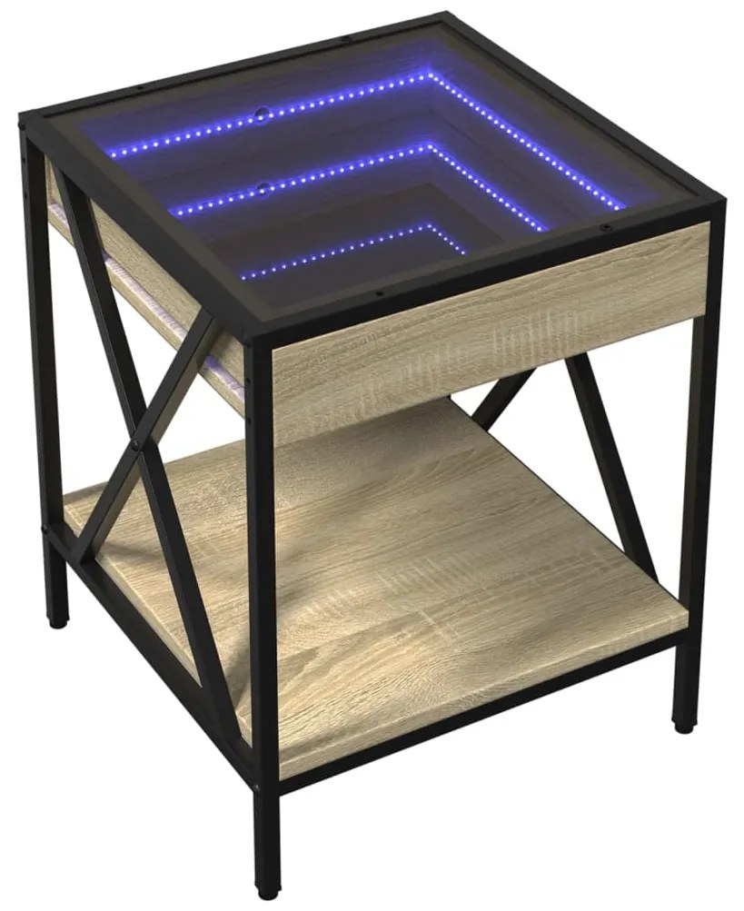 Mesa de centro luzes LED Infinity 40x40x49 cm carvalho sonoma