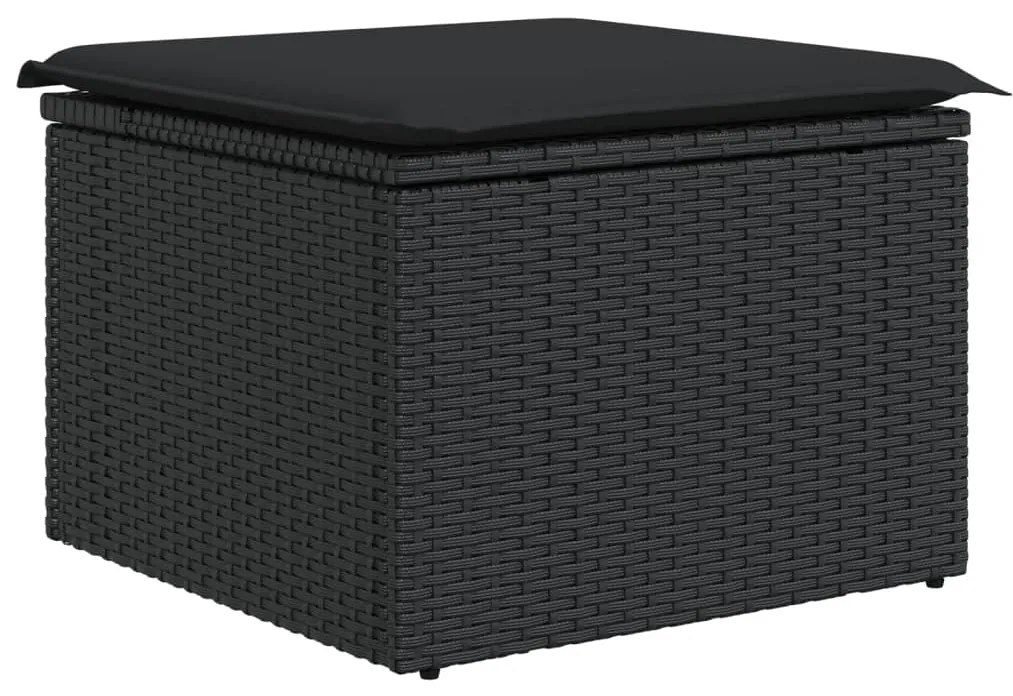 10 pcs conjunto sofás de jardim c/ almofadões vime PE preto